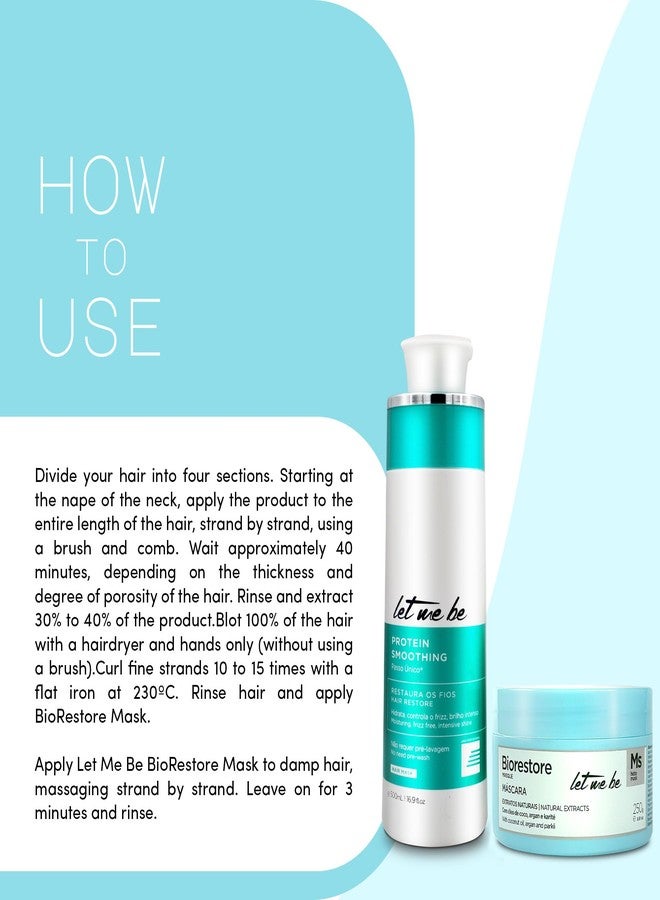Let Me Be دعني أكون بروتين ملس 500 مل وقناع بيورستور 250 جرام - مجموعة فرد الشعر وإصلاحه بخطوة واحدة - نظام الكيراتين البرازيلي للتحكم في التجاعيد، اللمعان، وترطيب الشعر العميق - Image 3