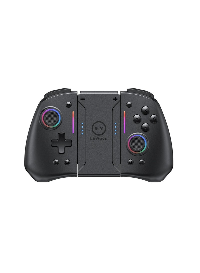 KS42 Meteor Light Wireless Joy-pad with 8 Color RGB Lights for Switch/Lite/OLED, with Programmable, Turbo u0026 Vibration(Black)