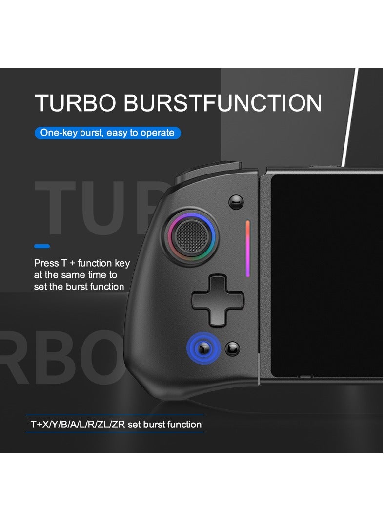 KS42 Meteor Light Wireless Joy-pad with 8 Color RGB Lights for Switch/Lite/OLED, with Programmable, Turbo u0026 Vibration(Black)