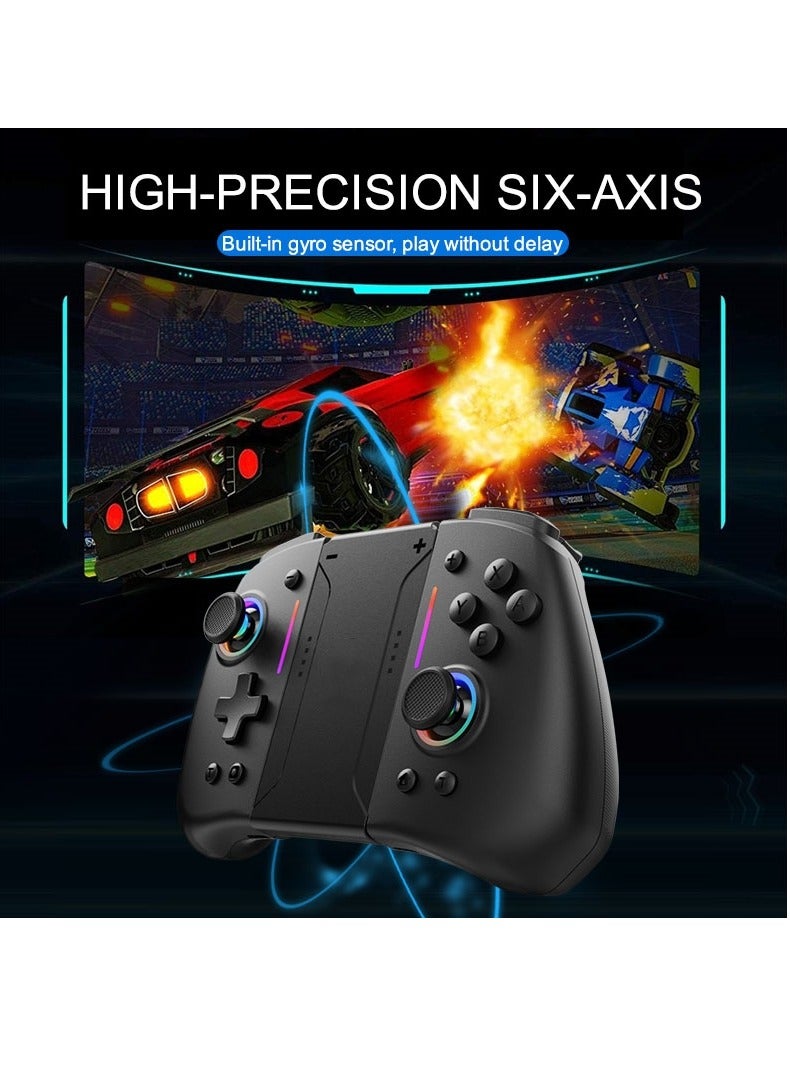 KS42 Meteor Light Wireless Joy-pad with 8 Color RGB Lights for Switch/Lite/OLED, with Programmable, Turbo u0026 Vibration(Black)