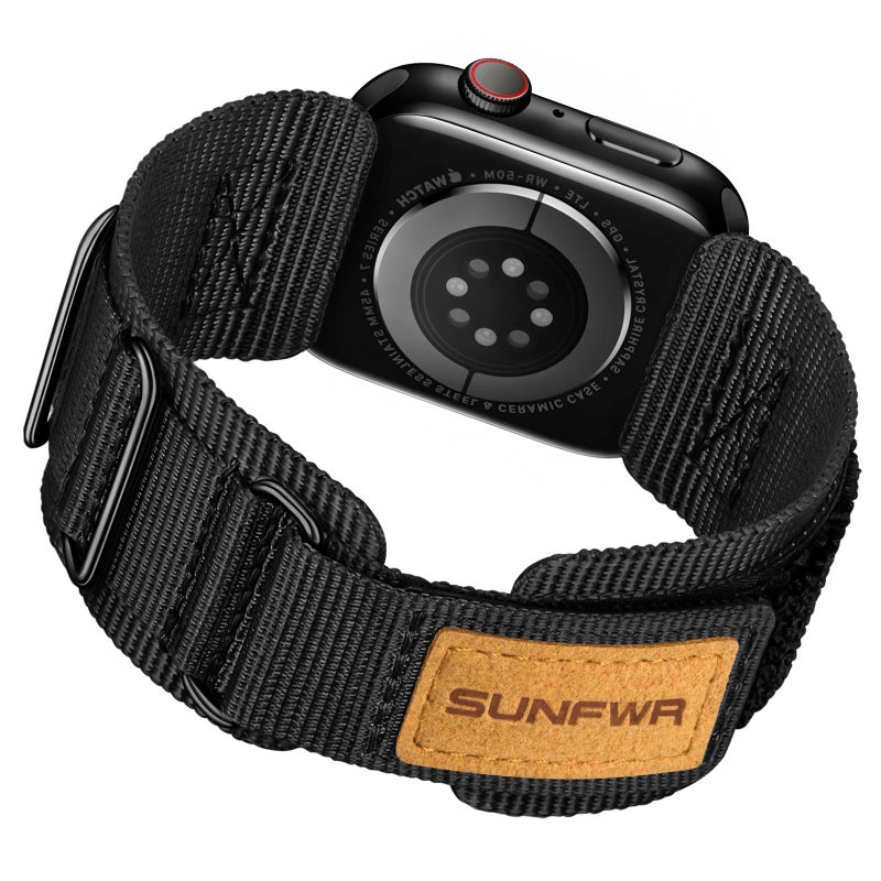 SUNFWR Compatible with Apple Watch Band 38mm 40mm 41mm 42mm, Rugged Replacement Velcro Strap With Three Buckle Loop Design Tough Nylon Band For iWatch Ultra Series 10/9/8/7/6/5/4/3/2/1/SE - Image 1