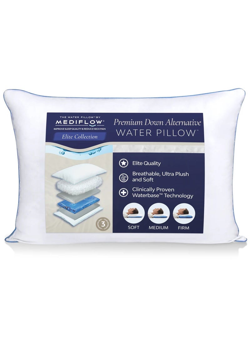 MEDIFLOW Elite Mediflow Water Pillow with Down Alternative | Adjustable Neck Support, 300TC Cotton, Leak-Resistant - Image 1