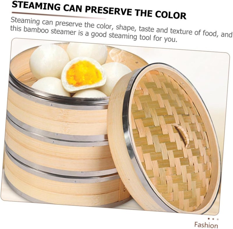 Longevity optimized build TOYANDONA Steamer Basket 18Cm Diameter Natural with Stainless Steel Rim Household Kitchen Food Steaming Basket for Dumplings Bao Buns and Dim Sum Cooking Hardened processed substance - Image 4