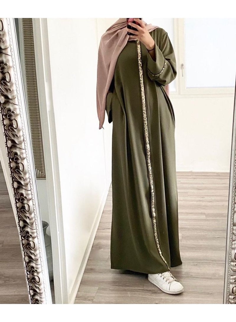 KUYING Muslim Women's Sequined Cardigan Robe  - Image 1