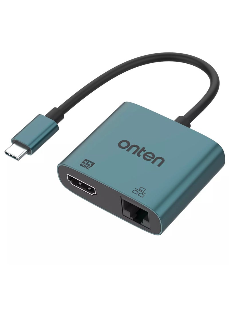 onten UC288 USB-C to HDMI HD Video Adapter with RJ45(100M)  - Image 1