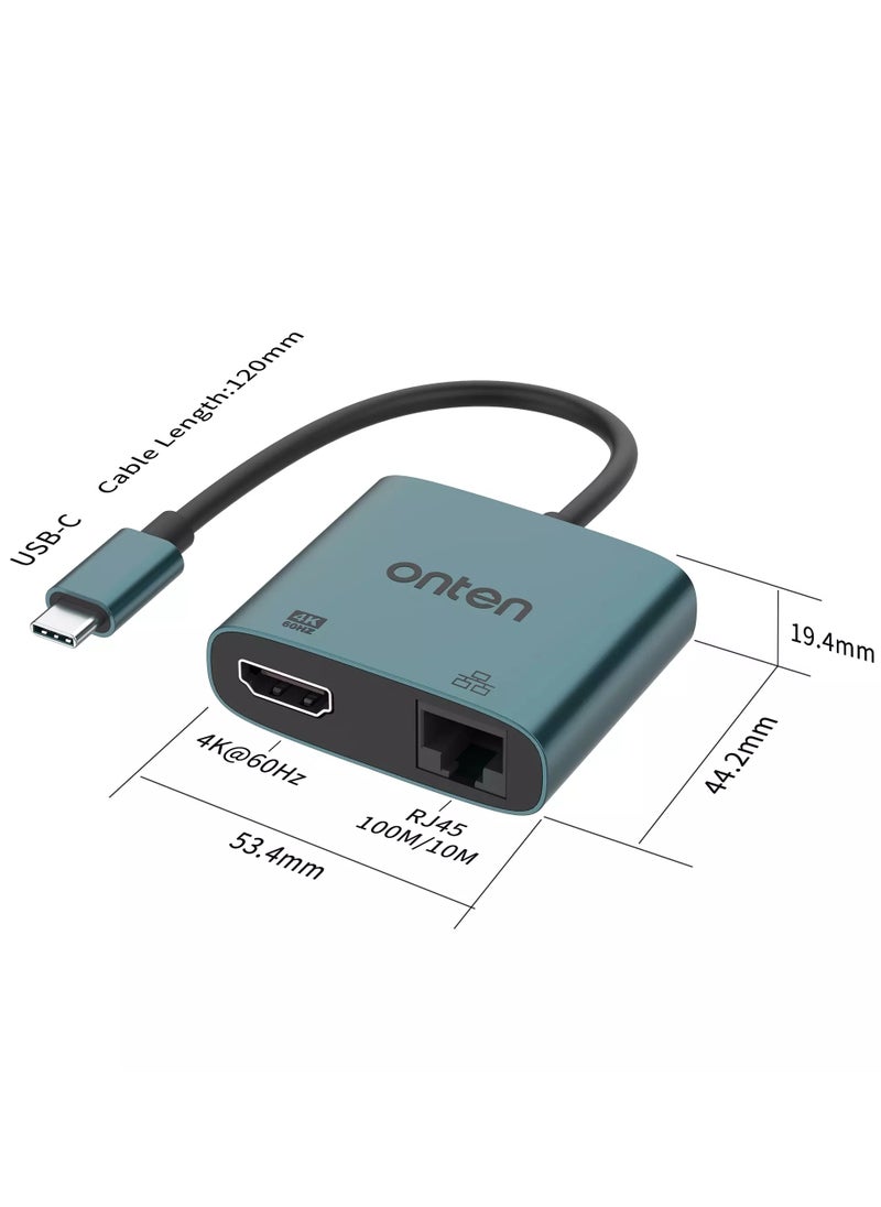 onten UC288 USB-C to HDMI HD Video Adapter with RJ45(100M)  - Image 5