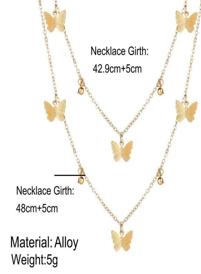 fxmimior Gold Simple Dainty Boho Butterfly chunky Chokers Necklace Layered Circle Necklace Bar Y Pendant Necklace for Women - Image 5