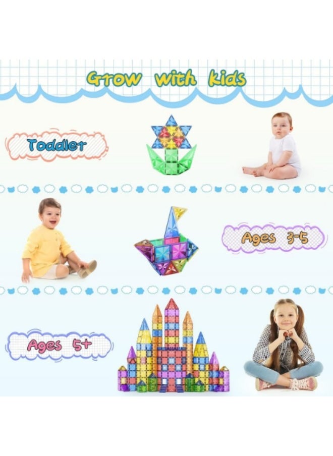 GGEROU - 100Pcs Magnetic Blocks Tiles, Clear Magnetic Blocks, 3D Building Blocks Construction Playboards, Educational Magnetic Stem Toys Construction Playboards - Image 1