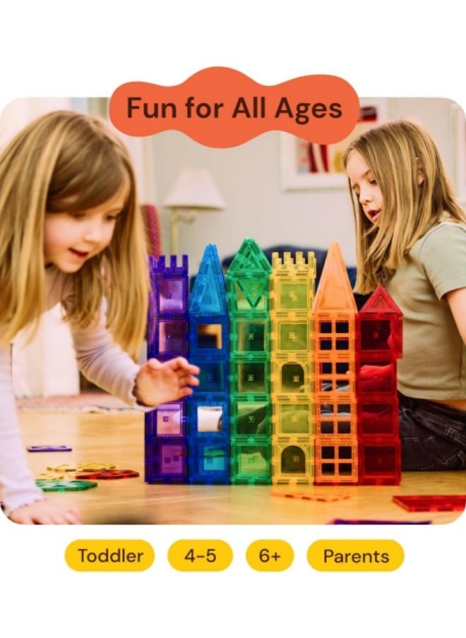 GGEROU - 100Pcs Magnetic Blocks Tiles, Clear Magnetic Blocks, 3D Building Blocks Construction Playboards, Educational Magnetic Stem Toys Construction Playboards - Image 1