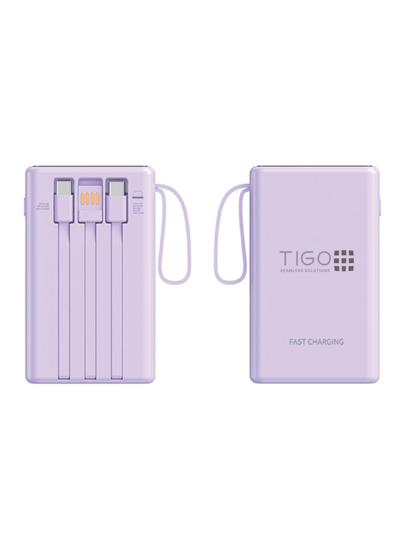 10000mAh Super Fast Charging Portable 22.5W Power Bank with 3 built-in Charging Cables, USB C battery pack, LED display Compatible with iPhone 16 15 14 Samsung Galaxy Google Pixel Android Tablet Purple