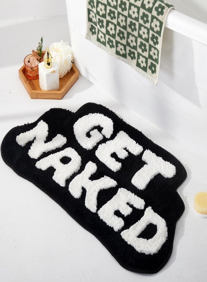 DyeFury Irregular Shaped Get Naked Bath Mat - Fun, Cute Non-Slip Black & White Decor, 31" x 18" - Image 2
