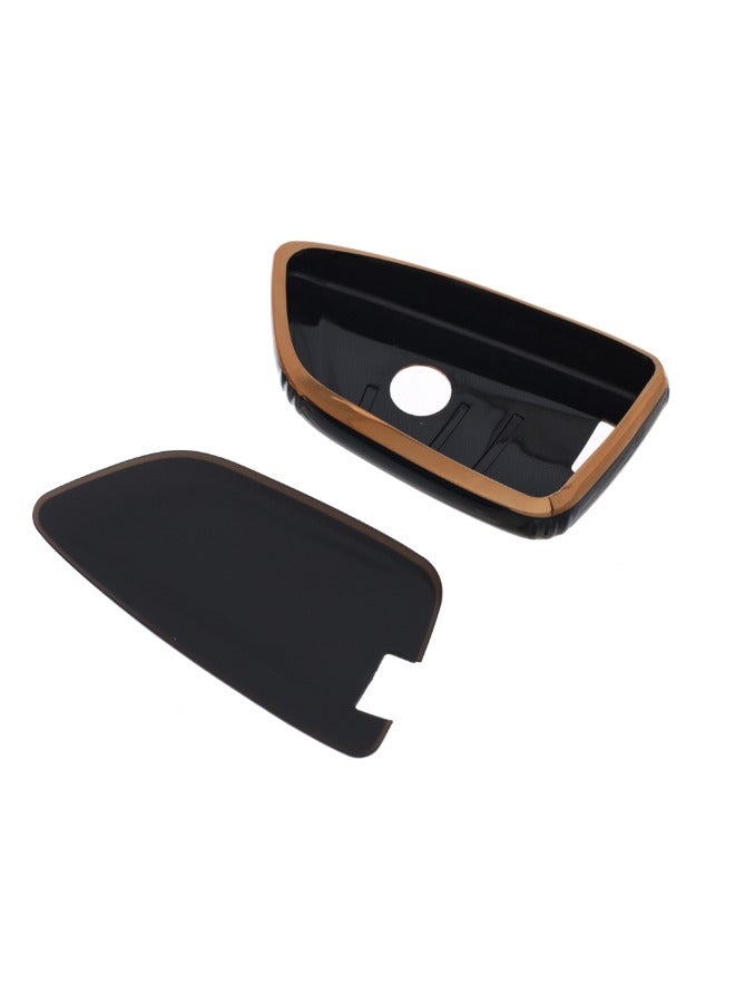 غطاء مفتاح سيارة من السيليكون عالي الجودة من مادة TPU - حماية متينة ومرنة ومقاومة للخدش لمفاتيح سيارتك - تصميم مناسب مخصص لمظهر أنيق متوافق مع جميع موديلات BMW - أسود ذهبي - Image 3