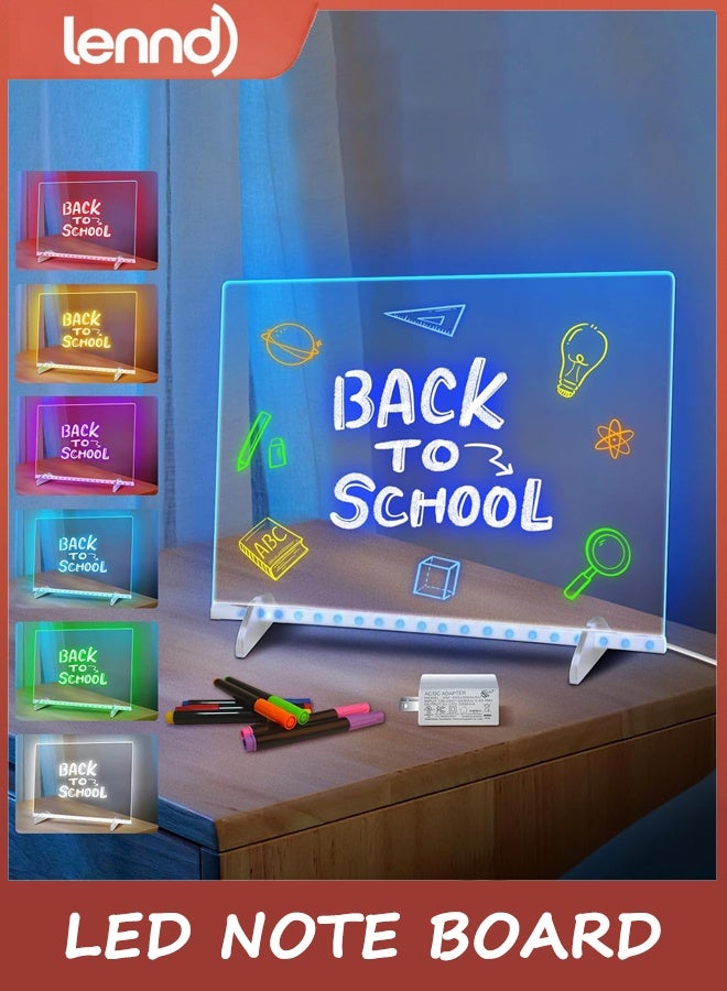 لينند لوحة ملاحظة ED مع 7 ألوان ، ويشمل محول ، 35CM * 25CM أدى لوحة الرسم للأطفال ، إضاءة لوحات مسح جافة مع 7 علامات ، قماش ناعم ، سلسلة معلقة ، هدية اتجاه العطلة - Image 1