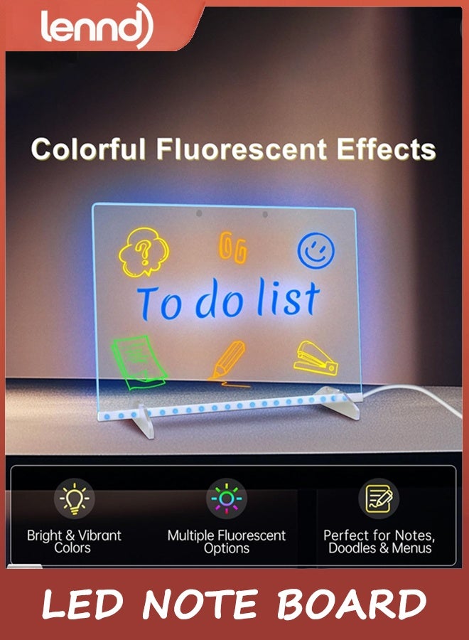 لينند لوحة ملاحظة ED مع 7 ألوان ، ويشمل محول ، 35CM * 25CM أدى لوحة الرسم للأطفال ، إضاءة لوحات مسح جافة مع 7 علامات ، قماش ناعم ، سلسلة معلقة ، هدية اتجاه العطلة - Image 5