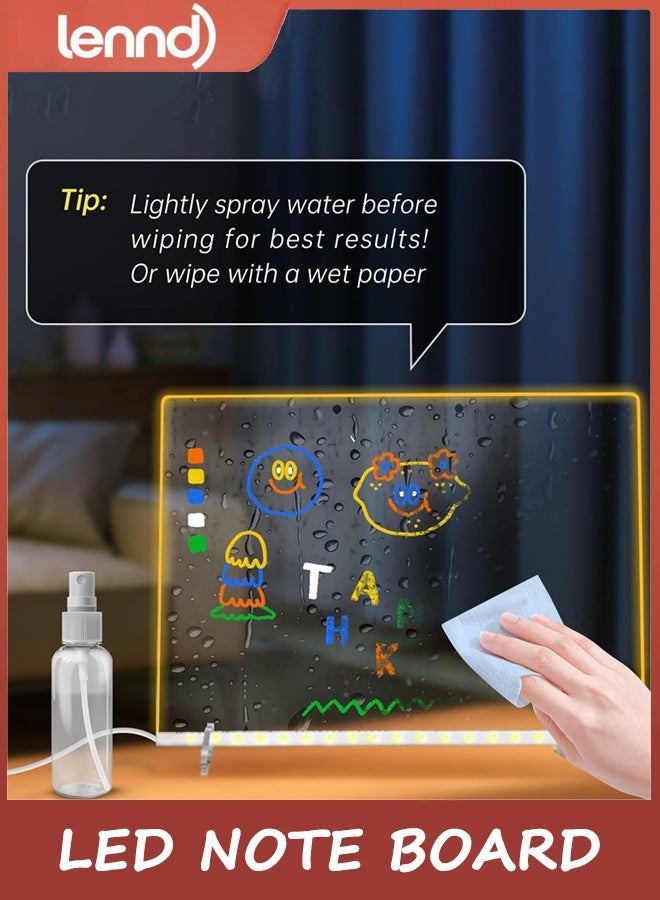 لينند لوحة ملاحظة ED مع 7 ألوان ، ويشمل محول ، 35CM * 25CM أدى لوحة الرسم للأطفال ، إضاءة لوحات مسح جافة مع 7 علامات ، قماش ناعم ، سلسلة معلقة ، هدية اتجاه العطلة - Image 4