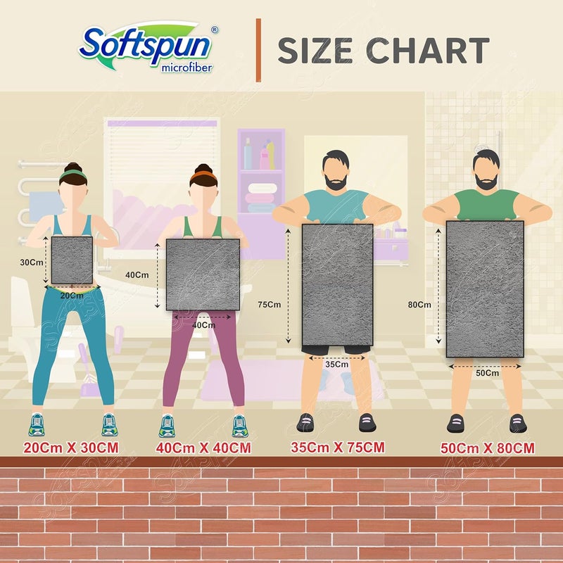SOFTSPUN Microfiber Super Absorbent Cloth 500 GSM 35X75cms Packof 1 Grey! Silk Banded Edge Towel Set Extra Thick Microfiber Cleaning Cloths Perfect for Bike Auto Cars Both Interior and Exterior. - Image 2