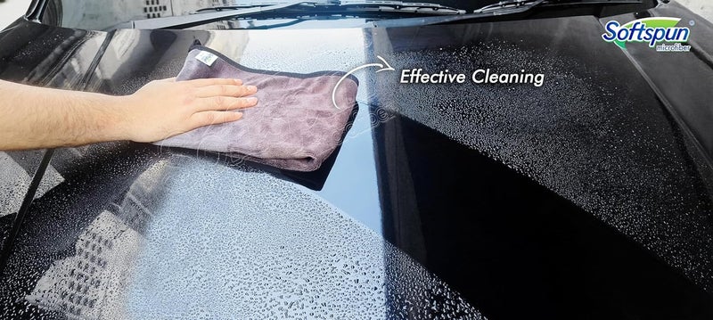 SOFTSPUN Microfiber Super Absorbent Cloth 500 GSM 35X75cms Packof 1 Grey! Silk Banded Edge Towel Set Extra Thick Microfiber Cleaning Cloths Perfect for Bike Auto Cars Both Interior and Exterior. - Image 3