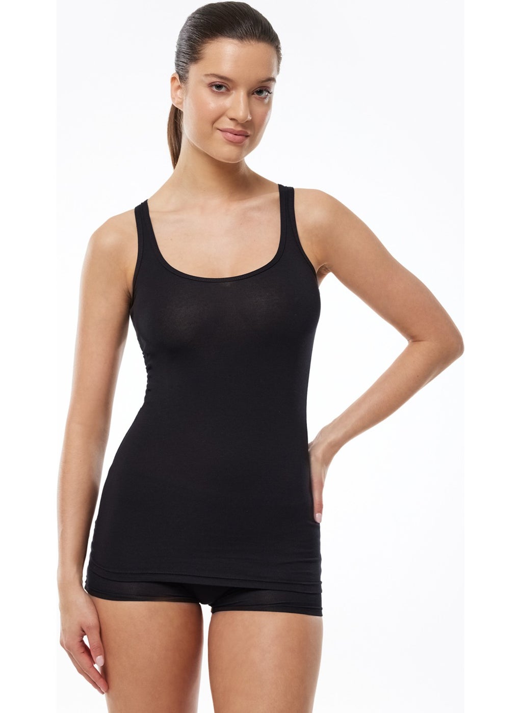 Malabadi - Women's Black 2 Pack Long Modal Tank Top 143 - Image 1