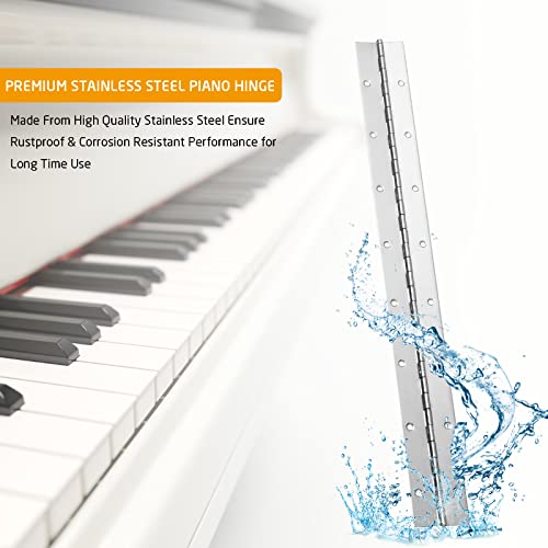 AODESTINY 2 Piece 2" x 18" Stainless Steel Piano Hinge, 0.060" / 1/16” Thick Heavy Duty Piano Hinge with Holes, Silver Continuous & Piano Hinges for Wood Furniture Mailbox Tool/Storage Boxes Cabinets Door Piano - Image 5