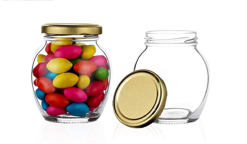CROCO JAR Matka Shape Glass Jar and Container 400 Ml With Rust Proof Air Tight Lid Suitable To Use In Your Home Kitchen Storage Pack Of 8 Gold - Image 3