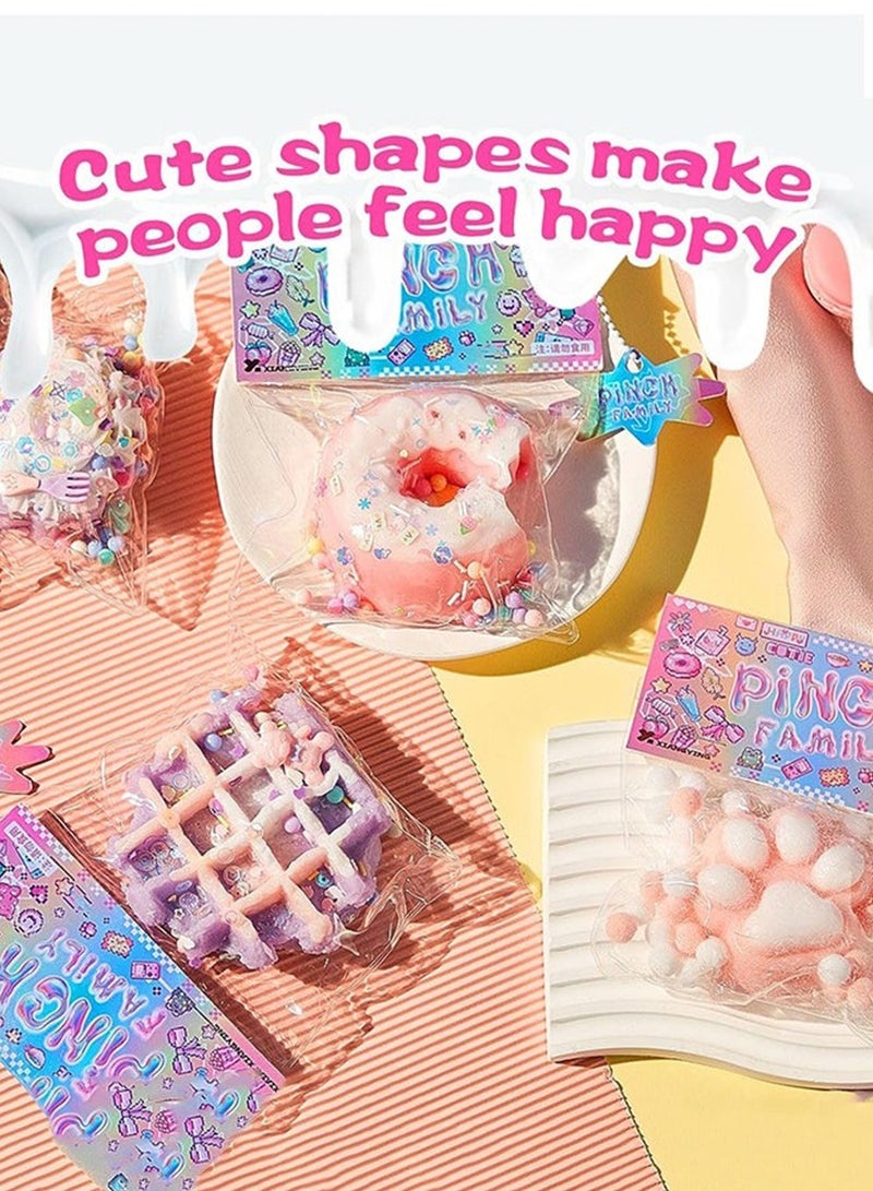 5Pcs Squishy Toys, Novelty Decompress Toys, Squishy Rubber Chicken Squeeze Cat Paw Donut Stress Ball Pinch Cute PVC Sensory Toys for Relieving Fidget Rising Animal Shaped Novelty Things Birthdays Cosplay Party Opp Packaging Gift Decorations - Image 3