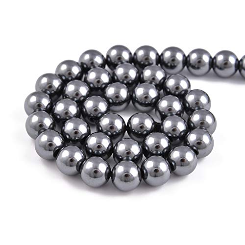 Nancybeads 45pcs 8mm Natural Black Hematite Gemstone Round Spacer Loose Stone Beads for Jewelry Making 15.5" 1 Strand (Black Hematite, 8mm 45Beads) - Image 2
