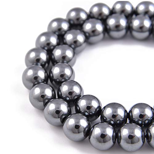 Nancybeads 45pcs 8mm Natural Black Hematite Gemstone Round Spacer Loose Stone Beads for Jewelry Making 15.5" 1 Strand (Black Hematite, 8mm 45Beads) - Image 1
