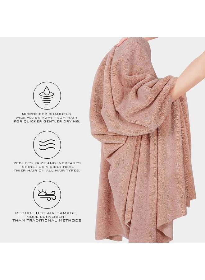 MAXOSHINE Hair Towel Wrap for Women-Quick Drying Microfiber Towel for Hair with Elastic Loop for Tying-Super Absorbent Head Towels Wrap for Ladies Hair Turban (Pack of 2-Grey & Pink) - Image 4