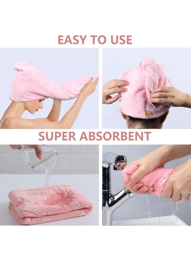 MAXOSHINE Hair Towel Wrap for Women-Quick Drying Microfiber Towel for Hair with Elastic Loop for Tying-Super Absorbent Head Towels Wrap for Ladies Hair Turban (Pack of 2-Grey & Pink) - Image 3
