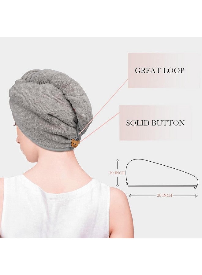 MAXOSHINE Hair Towel Wrap for Women-Quick Drying Microfiber Towel for Hair with Elastic Loop for Tying-Super Absorbent Head Towels Wrap for Ladies Hair Turban (Pack of 2-Grey & Pink) - Image 2
