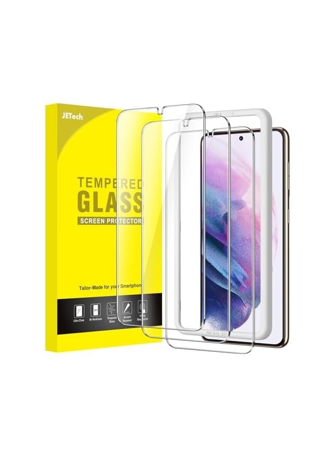 Jetech Screen Protector for Galaxy S21 5G 6.2-Inch, Tempered Glass Film with Easy Installation Tool, Fingerprint ID Compatible, HD Clear, 3-Pack - Image 1