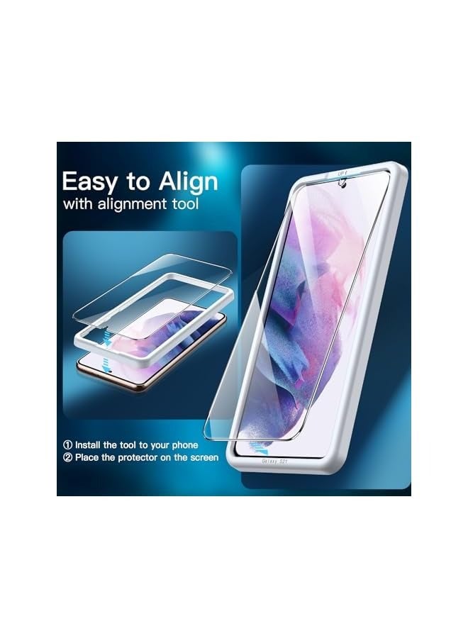 Jetech Screen Protector for Galaxy S21 5G 6.2-Inch, Tempered Glass Film with Easy Installation Tool, Fingerprint ID Compatible, HD Clear, 3-Pack - Image 4