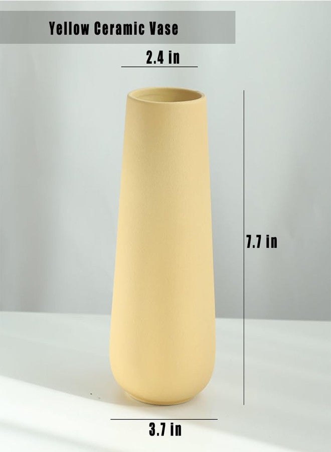 Valemoon Yellow Ceramic Vase, 7.7" H, Minimalist Modern Home Decoration, Matte Design for Fireplace Bedroom Kitchen Living Room Centerpieces Office Desk, Fit for Holding Dried Flowers, Fresh Flowers - Image 2