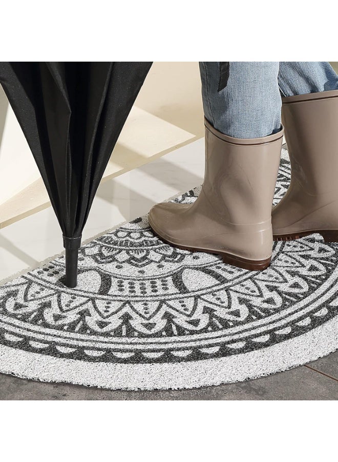 LINGWEI Door Mat Half Round Area Rug 90 x 60 cm Outdoor Non Slip Absorbent Floor Mat Entrance Rug - Image 2