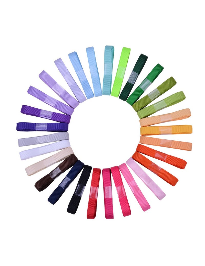 Ribest 3/8 inch Solid Grosgrain Ribbon Set for Gift Wrapping and Bow Hair Accessories-60 Yards (2 Yards*30 Colors) - Image 1