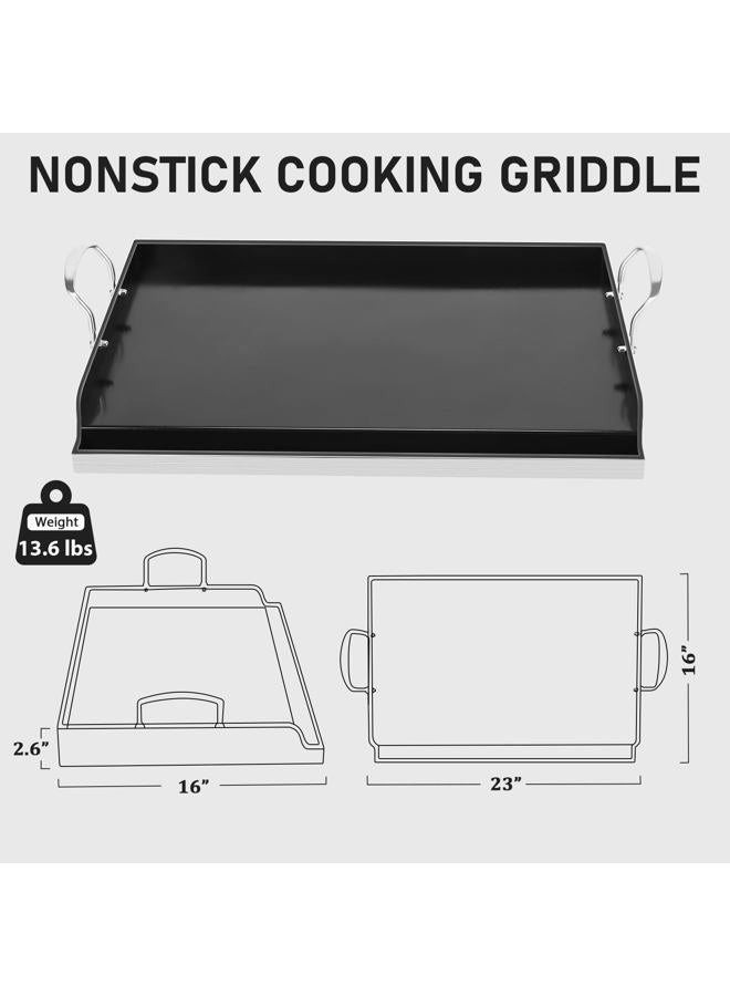 Utheer 23" x 16" Ceramic Nonstick Stainless Steel Griddle for Gas, Charcoal & Induction, Large Stove Top Griddle, Non-Toxic, PFAS/PFOA/PTFE Free, Oven Up to 500°F, for BBQ, Camping & Kitchen, Black - Image 2