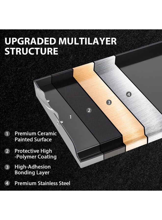 Utheer 23" x 16" Ceramic Nonstick Stainless Steel Griddle for Gas, Charcoal & Induction, Large Stove Top Griddle, Non-Toxic, PFAS/PFOA/PTFE Free, Oven Up to 500°F, for BBQ, Camping & Kitchen, Black - Image 4