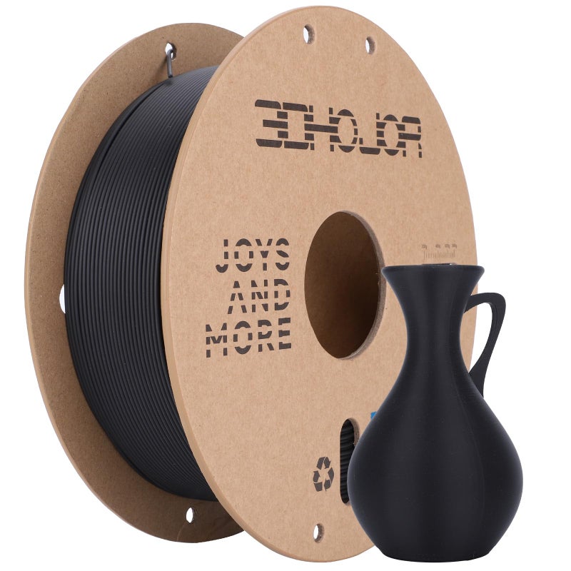3DHoJor Matte PLA Filament 1.75mm, Upgrade Matte 3D Printer PLA Filament, 1KG Cardboard Spool 3D Printing Filament for 3D Printers(Matte Black) - Image 1