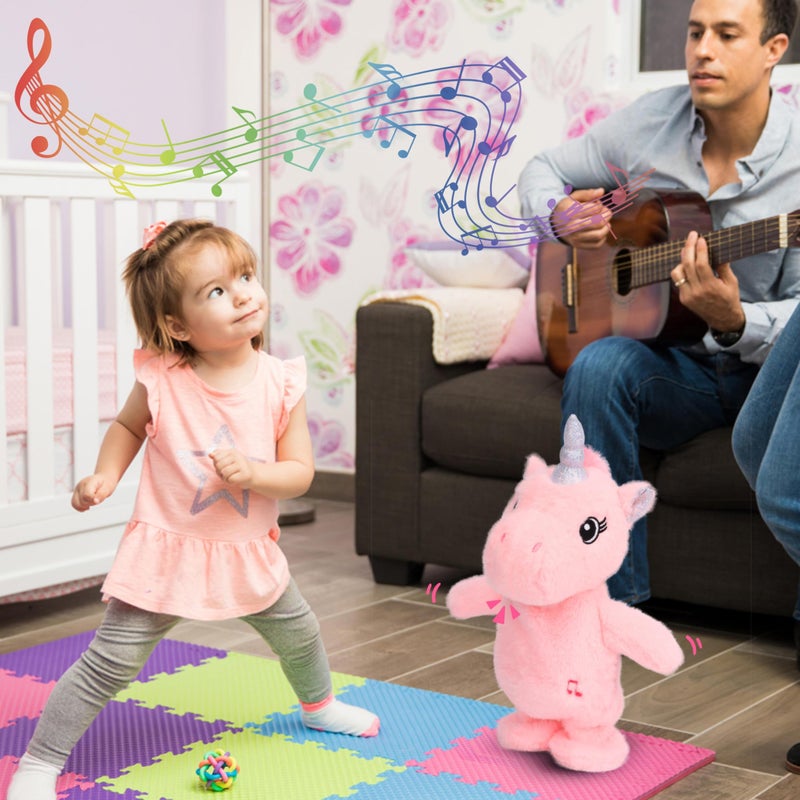 Easfan Talking Unicorn Repeats What You Say Walking Singing Stuffed Animal Electric Interactive Plush Toy Funny Animated Toy Mimicking Speaking Birthday for Kids Toddlers Pink,10'' - Image 4