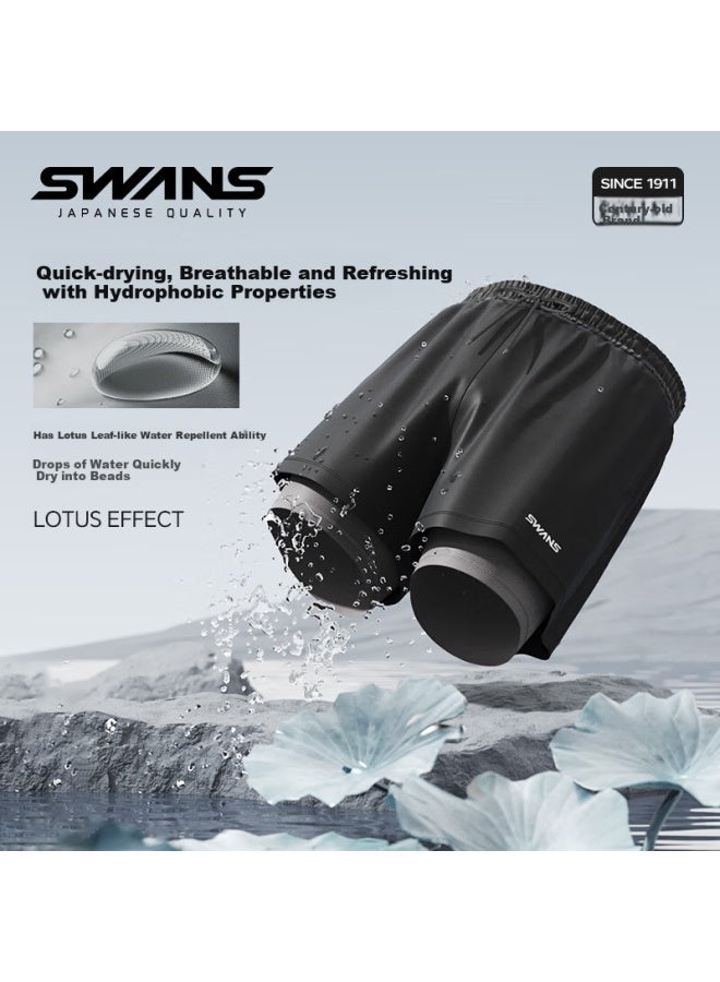 Speed Vision Swans Men's Short Sleeve Quick Dry Swimwear For Sports And Fitness, Large Size Diving And Surfing Equipment Set, Black 2XL - Image 2