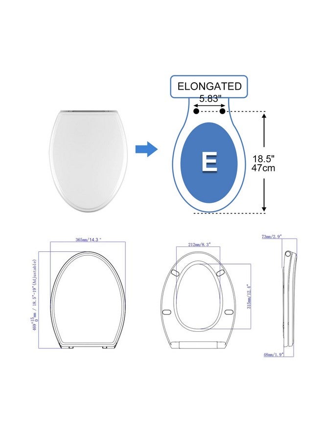 Hibbent Premium Elongated Toilet Seat with Cover(Oval) Quiet Close, One-Click to Quick Release, Easy Installation Never Loosen Hinge, Slow Close Toilet Seat and Cover, Easy Cleaning-White Color - Image 5
