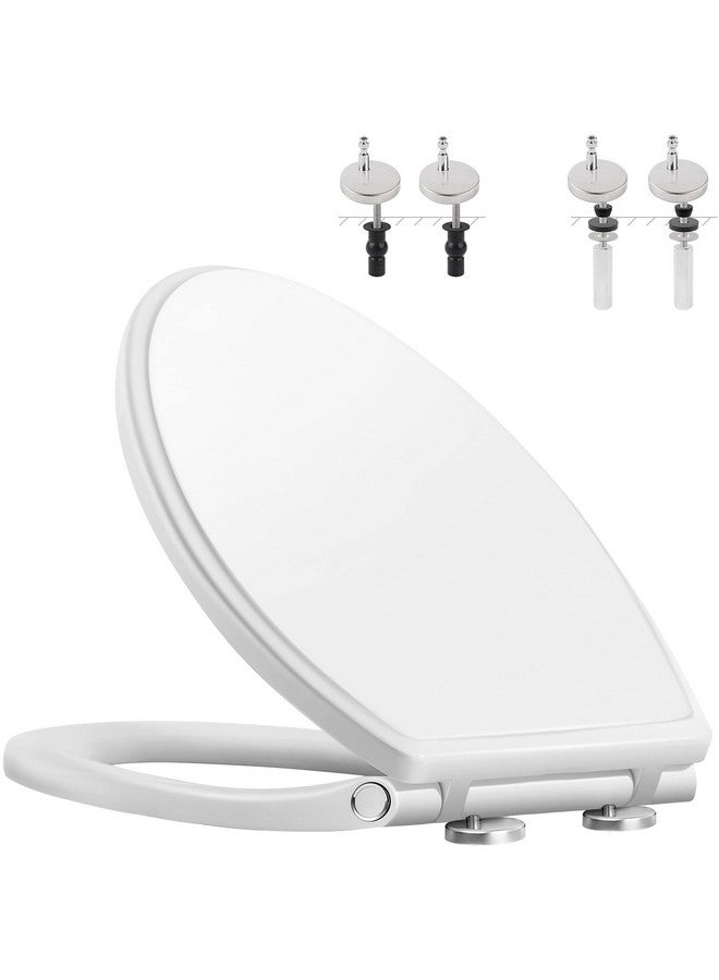 Hibbent Premium Elongated Toilet Seat with Cover(Oval) Quiet Close, One-Click to Quick Release, Easy Installation Never Loosen Hinge, Slow Close Toilet Seat and Cover, Easy Cleaning-White Color - Image 1