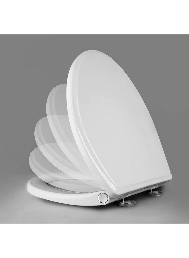 Hibbent Premium Elongated Toilet Seat with Cover(Oval) Quiet Close, One-Click to Quick Release, Easy Installation Never Loosen Hinge, Slow Close Toilet Seat and Cover, Easy Cleaning-White Color - Image 4