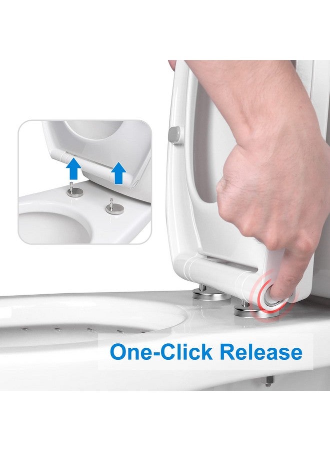 Hibbent Premium Elongated Toilet Seat with Cover(Oval) Quiet Close, One-Click to Quick Release, Easy Installation Never Loosen Hinge, Slow Close Toilet Seat and Cover, Easy Cleaning-White Color - Image 2