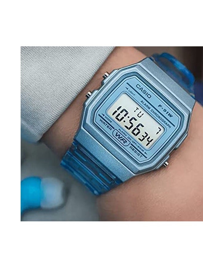 كاسيو ساعة يد رقمية للسيدات من كاسيو F-91WS-2DF، راتنج، 33 مم، أزرق - Image 5
