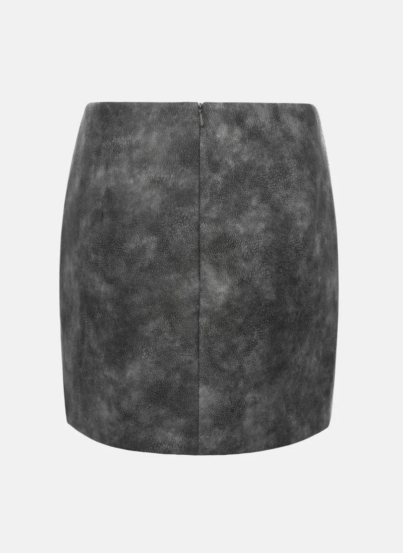 Lichi Textured eco-leather skirt