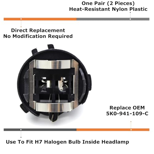 iJDMTOY One Pair OE-Spec H7 Bulb Socket Retainer Holder Adapters, Compatible with Volkswagen Golf GTI Passat Tiguan EOS, etc - Image 2