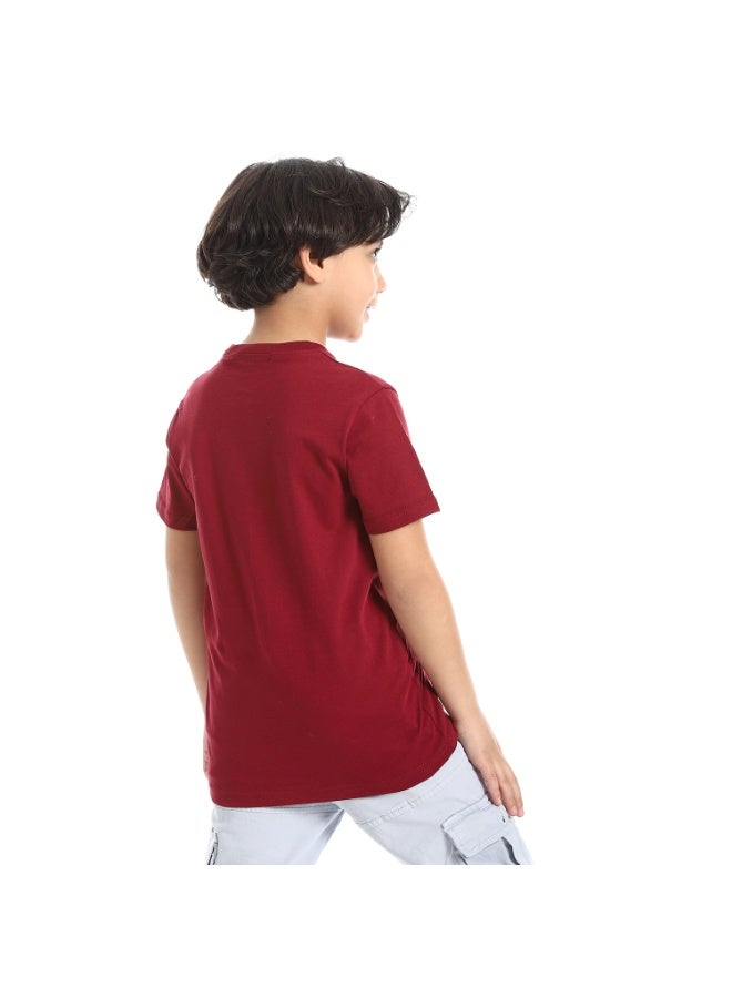 Andora Round Neck Printed Short Sleeve Boy T-shirt_Burghandy - Image 5