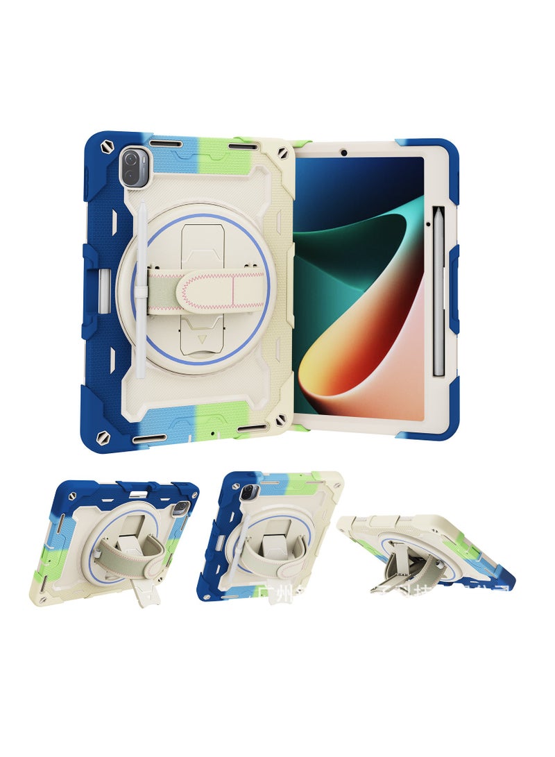 Tablet computer bag, children's protective cover for Xiaomi pad 6/6 Pro 11 inches (front pen slot) inch, 360° rotating handle bracket protective cover 3 in 1 anti-fall shell, anti-fall, shoulder str - Image 1