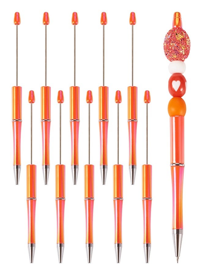 BB Beadthoven Beadthoven 10pcs Holographic Beadable Pens, DIY Thanksgiving Fall Orange Plastic Beaded Pens Shaft Black Ink Ballpoint Pens Supplies for Pens Making Crafts School Office Student Gift Halloween - Image 1